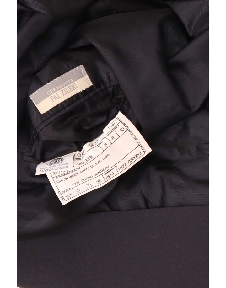 Pal Zileri Giacca Blazer da Uomo a 3 Bottoni Lunga IT 50 Large in Lana Blu Navy