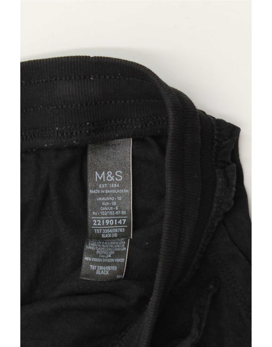 Pantaloncini chino da donna Marks & Spencer UK 10 piccoli W32 lino nero