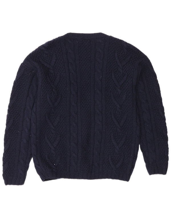 Maglione cardigan oversize da donna L.L.Bean UK 10 piccolo in lana blu navy
