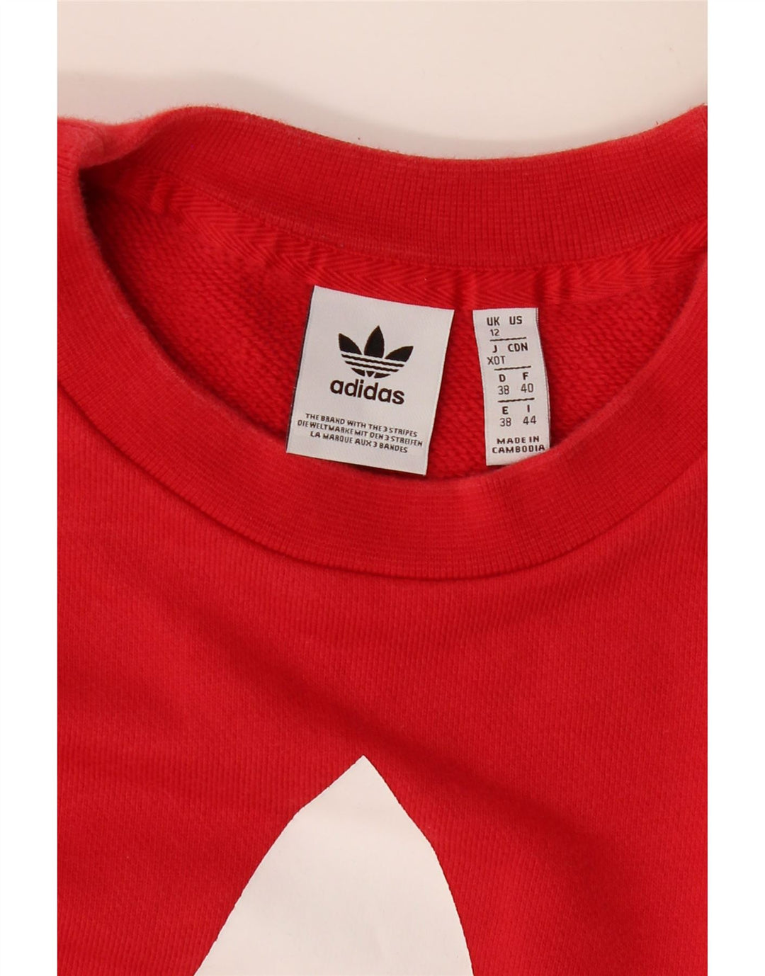 Felpa grafica da donna ADIDAS maglione UK 12 cotone rosso medio