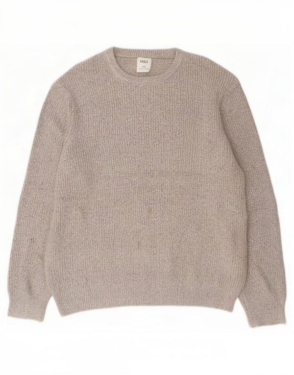 Maglione maglione girocollo da uomo Marks & Spencer grande beige in poliammide