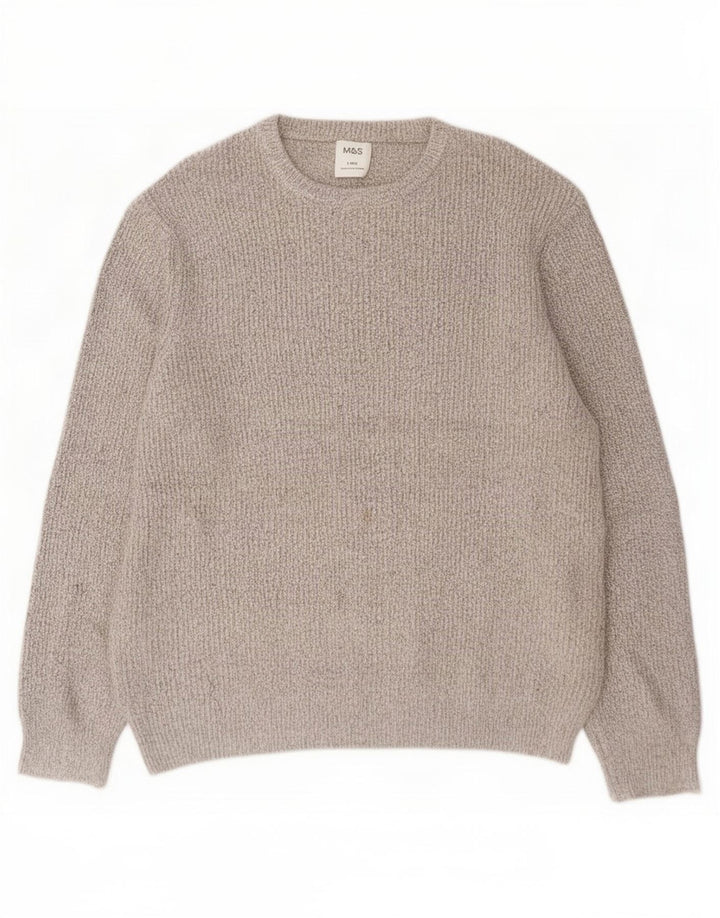 Maglione maglione girocollo da uomo Marks & Spencer grande beige in poliammide