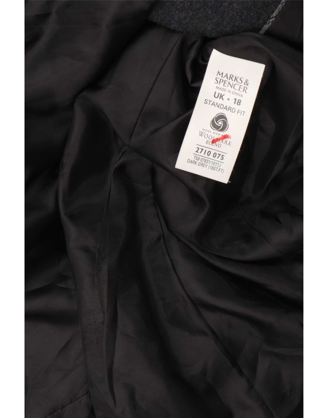 Soprabito corto da donna Marks & Spencer UK 18 XL lana grigia