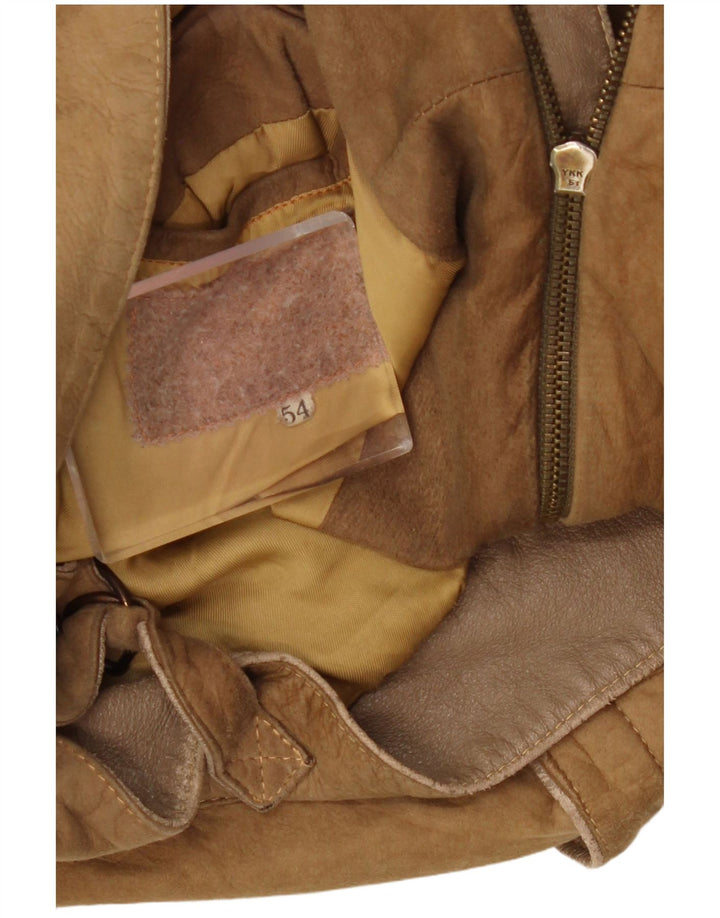 Giacca in pelle vintage da uomo UK 40 grande beige