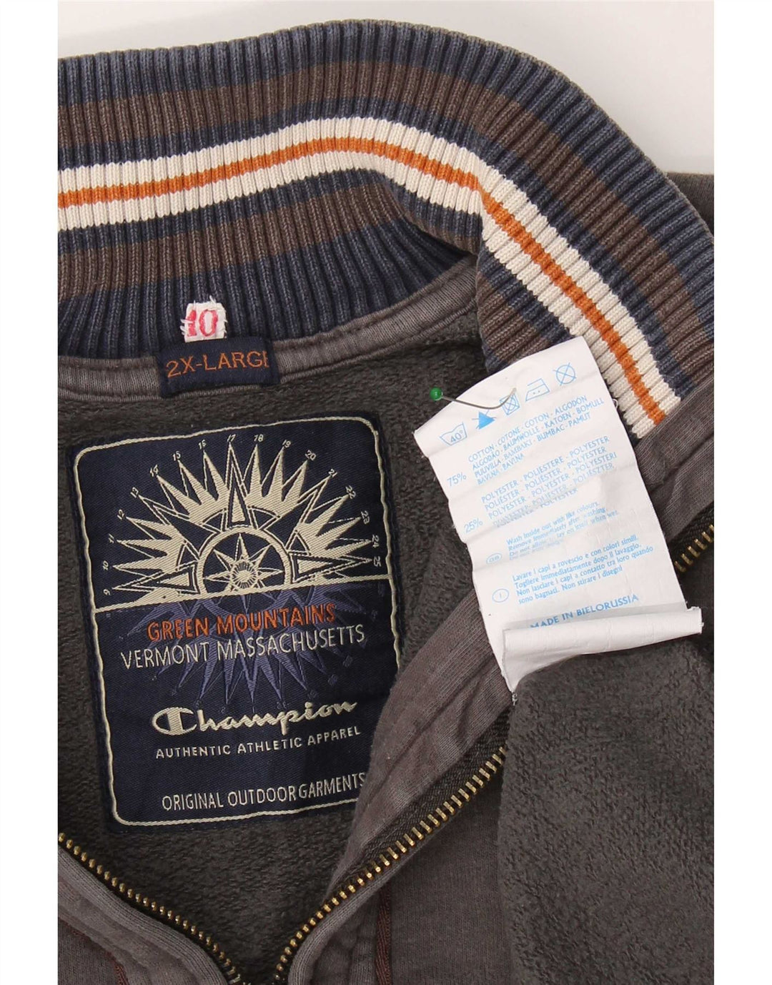 Felpa Champion da uomo con zip e collo, 2XL, cotone grigio