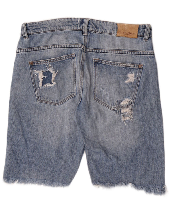 Pantaloncini di jeans invecchiati Zara da donna EU 38 piccoli W28 blu