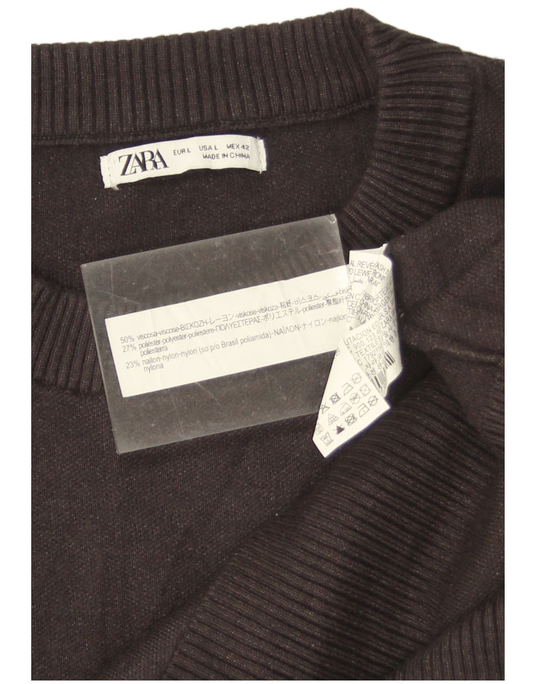 Maglione Zara da uomo girocollo grande in viscosa grigia
