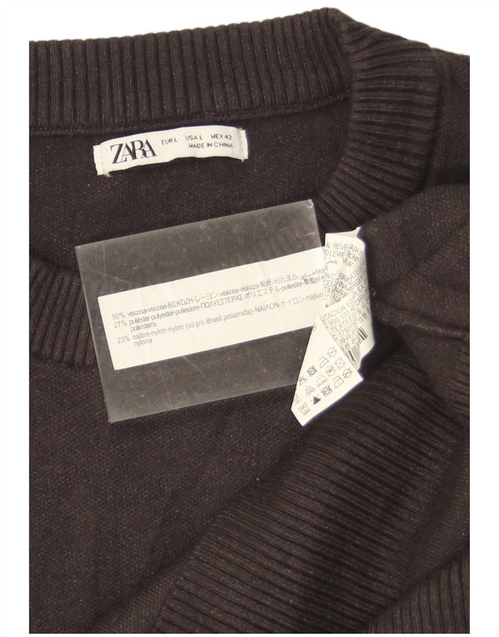 Maglione Zara da uomo girocollo grande in viscosa grigia