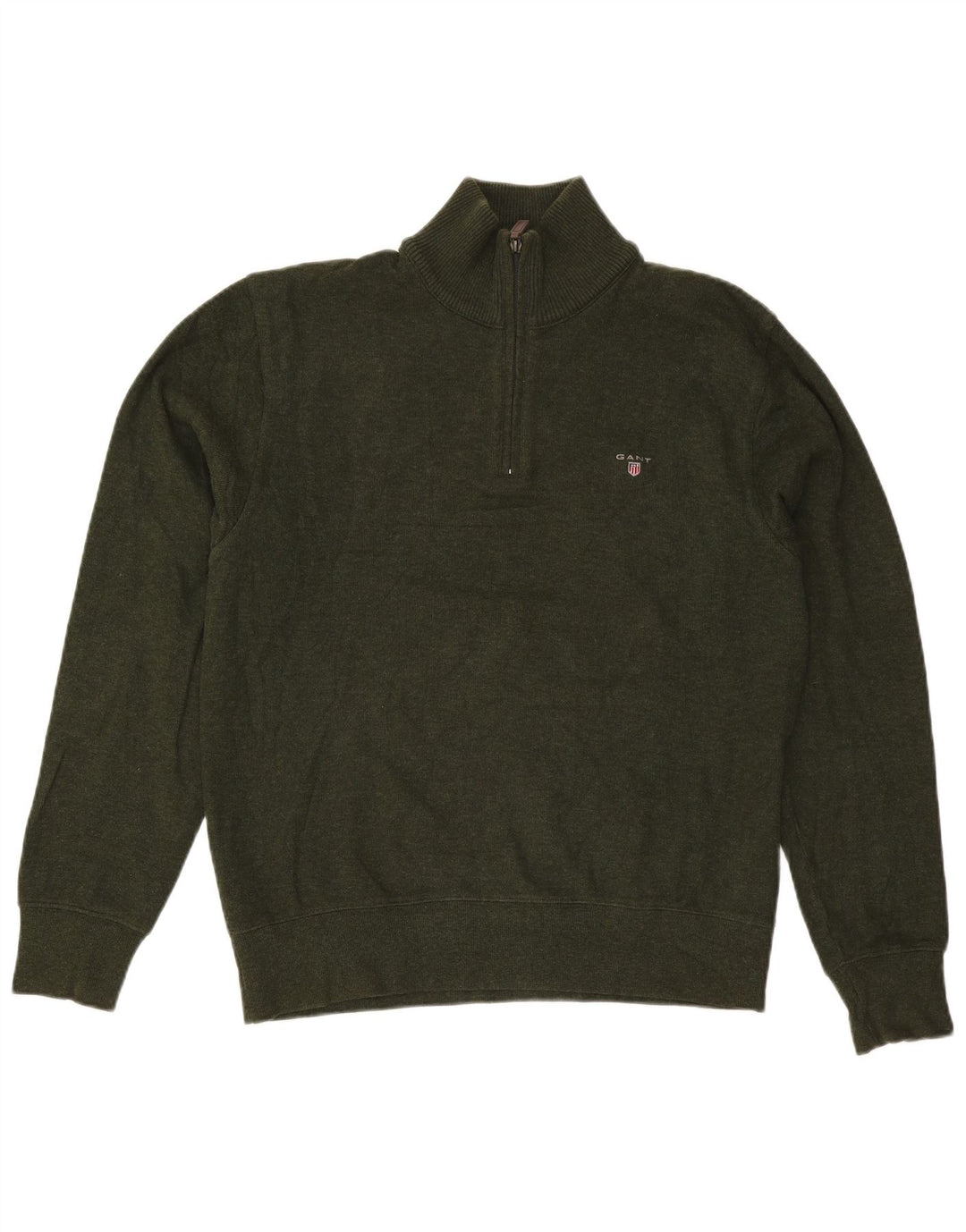 Gant Maglione da uomo con zip e collo grande in cotone kaki