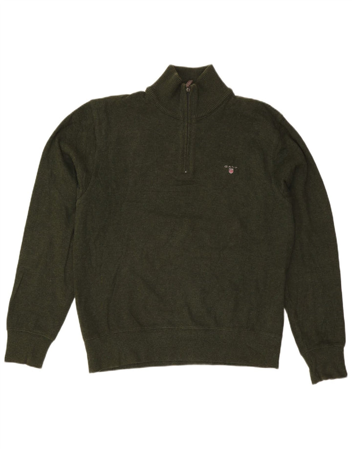 Gant Maglione da uomo con zip e collo grande in cotone kaki