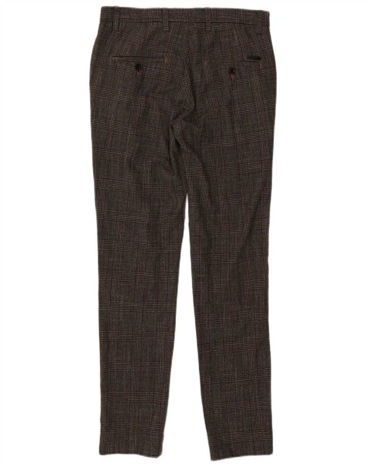 Pantaloni da abito slim da uomo Jack & Jones W30 L32 Poliestere a quadri grigi
