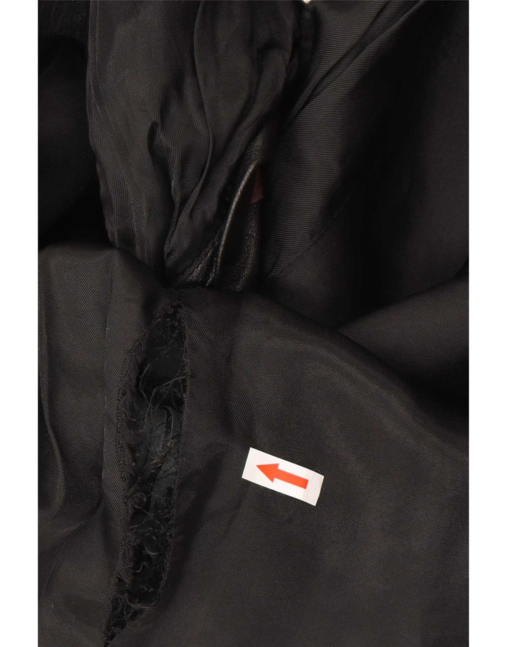 Giacca blazer in pelle vintage da uomo a 4 bottoni UK 36 piccola nera