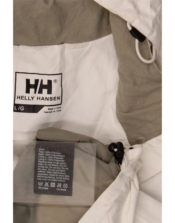 Giacca antipioggia con cappuccio da donna Helly Hansen UK 16 grande poliestere bianco