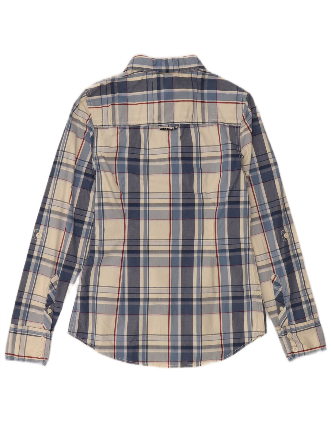 Camicia da donna SUPERDRY UK 10 piccolo cotone a quadri blu