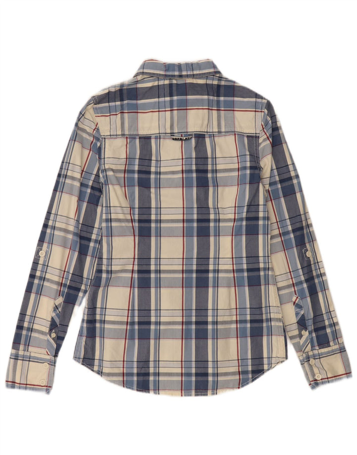 Camicia da donna SUPERDRY UK 10 piccolo cotone a quadri blu