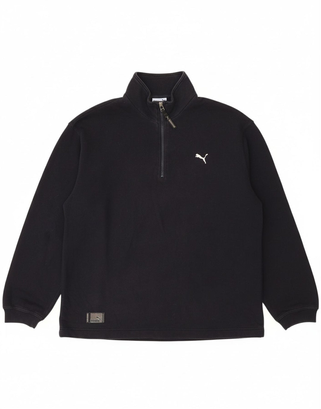 PUMA Mens Zip Neck Sweatshirt Jumper Medium Navy Blue Cotton