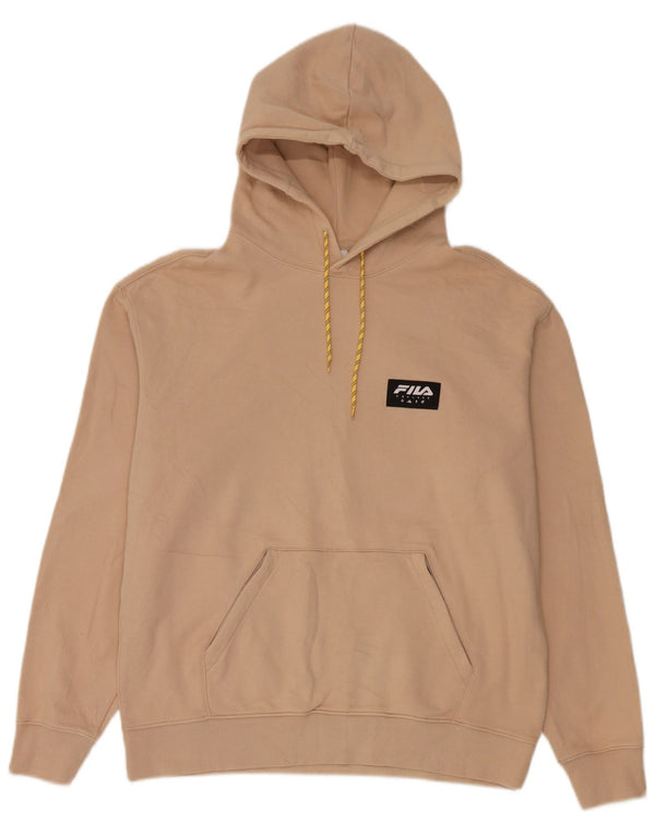 Maglione con cappuccio e vestibilità ampia grafica da uomo Fila grande beige