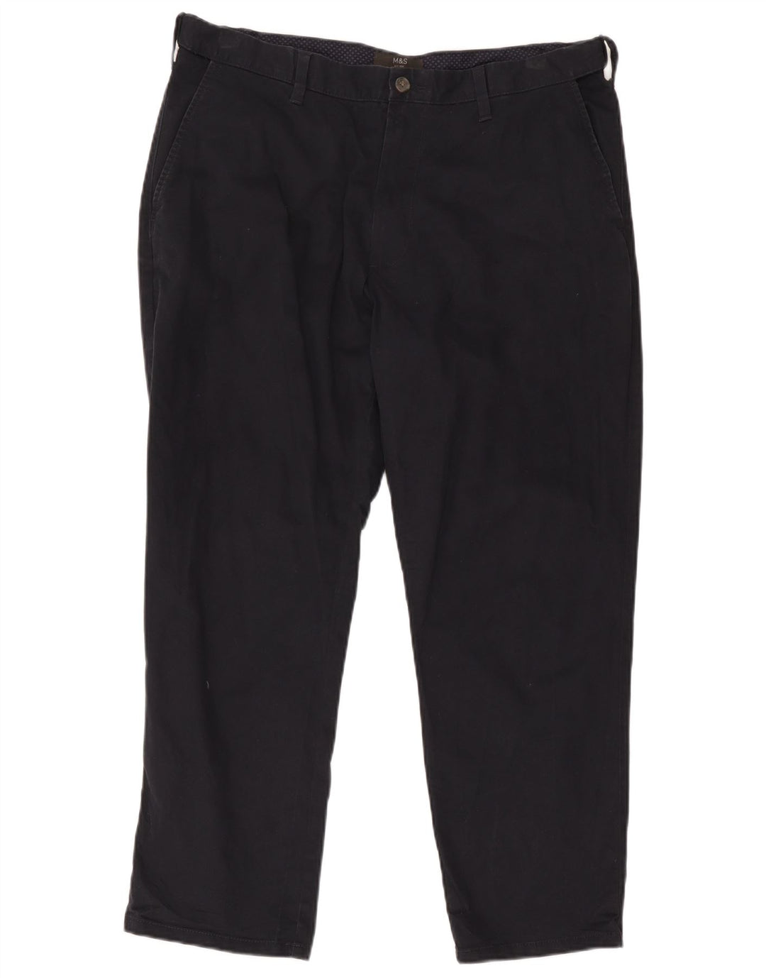 Pantaloni chino regolari dritti da uomo Marks & Spencer W38 L29 Blu Navy