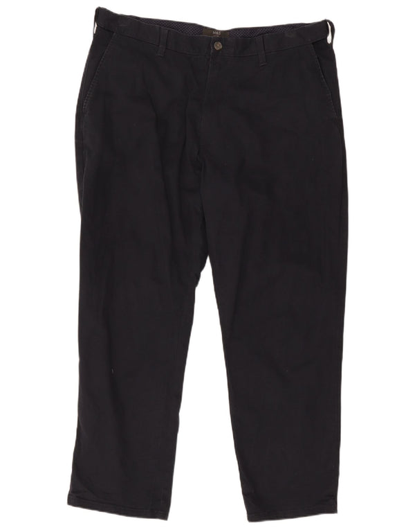 Pantaloni chino regolari dritti da uomo Marks & Spencer W38 L29 Blu Navy