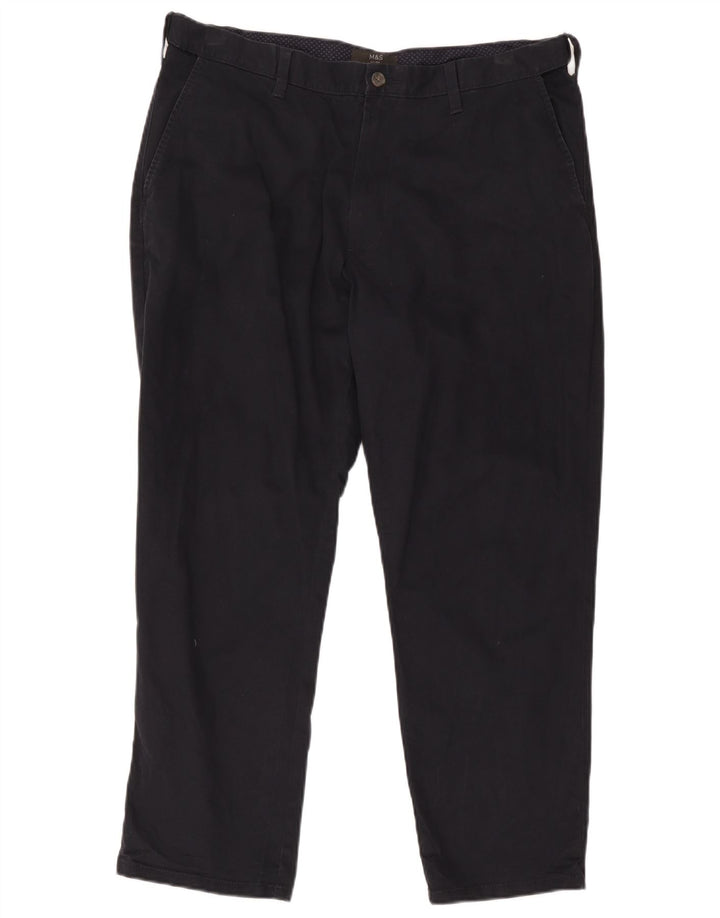 Pantaloni chino regolari dritti da uomo Marks & Spencer W38 L29 Blu Navy