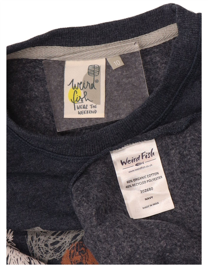 Felpa oversize con grafica da donna Weird Fish UK 10 piccola blu navy