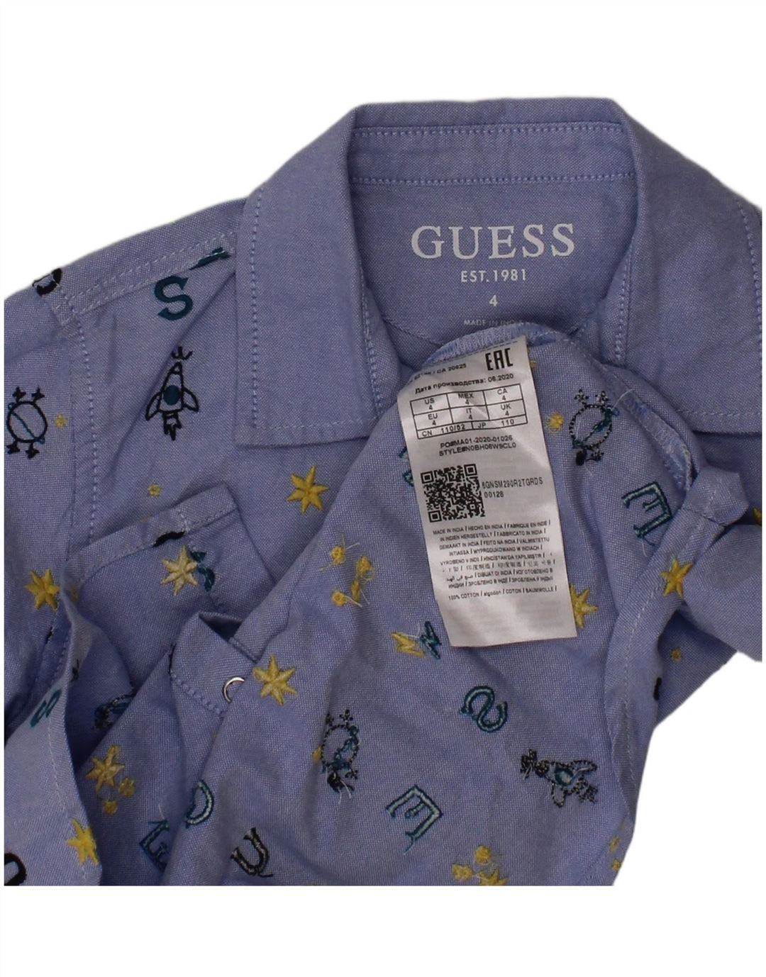 Camicia Grafica GUESS Bambino 3-4 Anni Cotone Blu