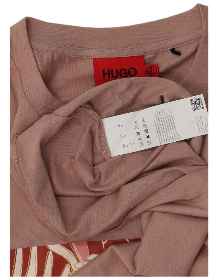 T-shirt grafica da uomo HUGO BOSS grande in cotone rosa