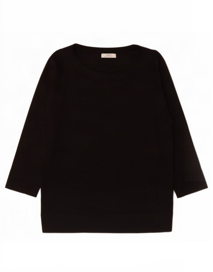 Top pullover da donna Marks & Spencer manica 3/4 UK 22 3XL viscosa nera