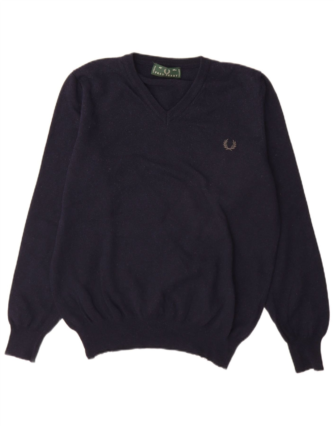 Maglione da uomo con scollo a V Fred Perry, grande, in lana blu navy
