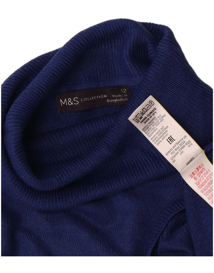 Maglione maglione a collo alto da donna Marks & Spencer UK 12 medio blu navy