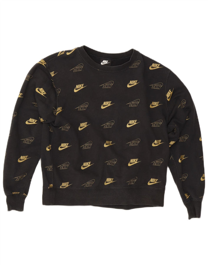 Felpa oversize con grafica Nike da donna UK 10 piccola in cotone nero