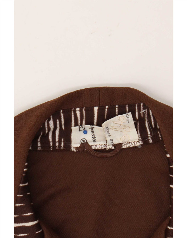 Camicetta camicia vintage da donna UK 16 grande a righe marroni