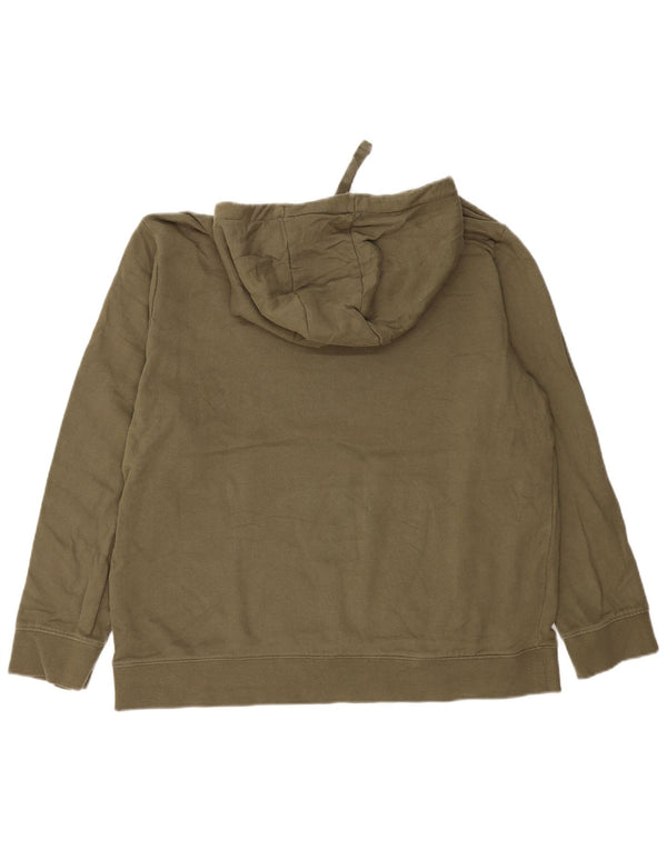 ANIMAL Womens Graphic Oversized Hoodie Jumper UK 16 Large Khaki Cotton