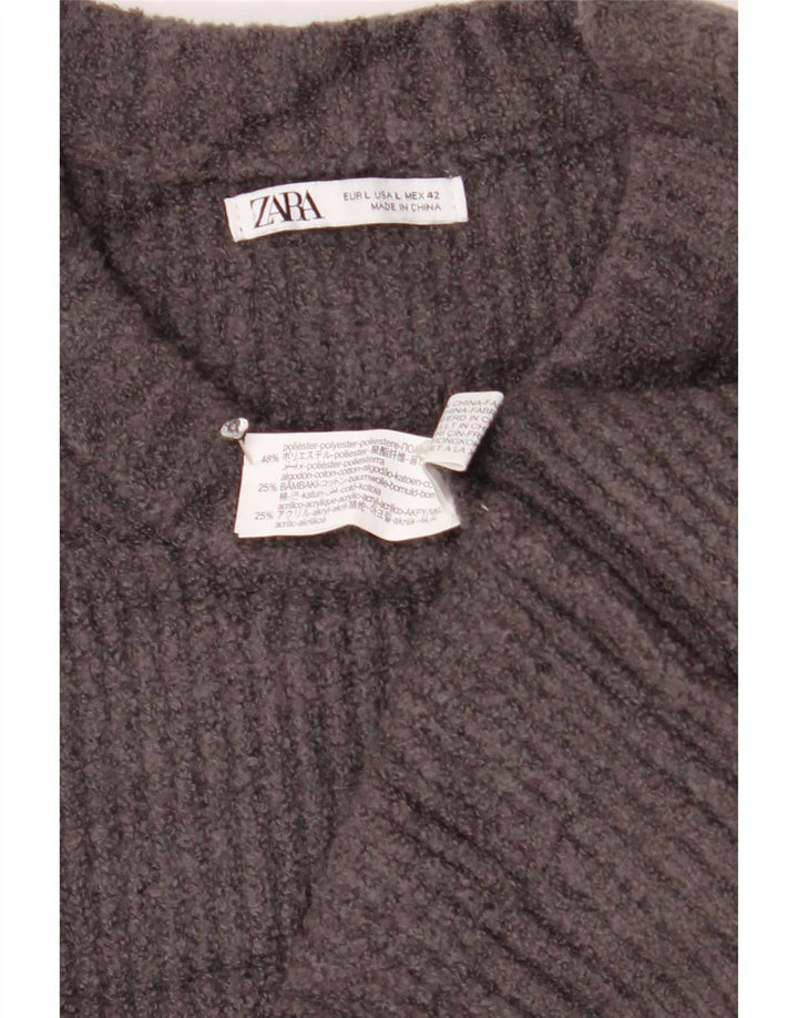 Maglione Zara da uomo con scollo a barca, grande, in poliestere grigio