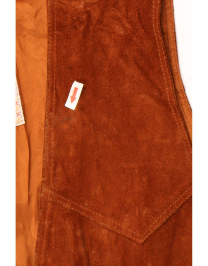 Gilet vintage da uomo in pelle scamosciata XL marrone