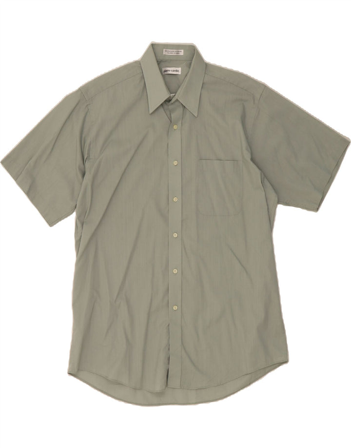 PIERRE CARDIN Mens Short Sleeve Shirt Size 16 Large Green Polyester Vintage Pierre Cardin and Second-Hand Pierre Cardin from Messina Hembry 