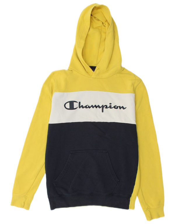 Felpa con cappuccio grafica da uomo Champion Small Yellow Colourblock