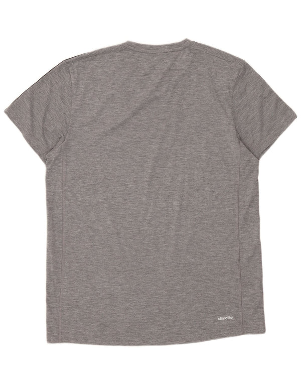 T-shirt Adidas Climalite da uomo grande in cotone grigio