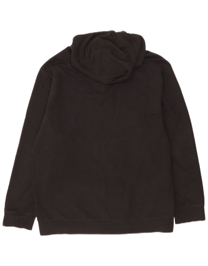 Felpa con cappuccio da uomo Puma con zip e collo, grande, in cotone nero