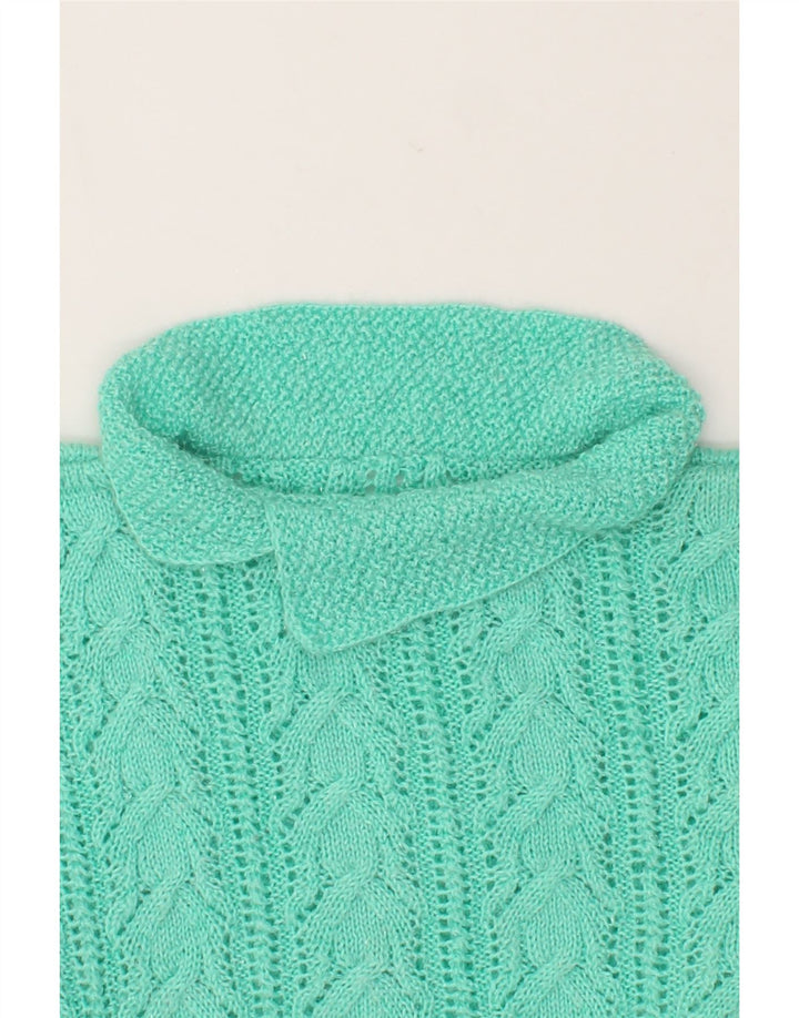 VINTAGE Womens Oversized Roll Neck Jumper Sweater UK 10 Small Turquoise Vintage Vintage and Second-Hand Vintage from Messina Hembry 