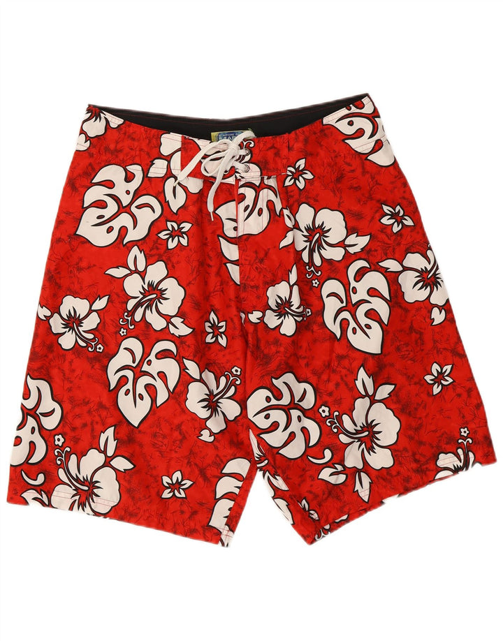 Pantaloncini da bagno da uomo Sapore Di Mare Rosso medio floreale poliestere hawaiano