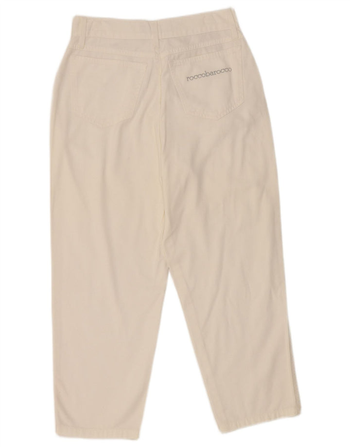 Pantaloni Capri a vita alta da donna Roccobarocco IT 44 Medium W26 L22 Bianco