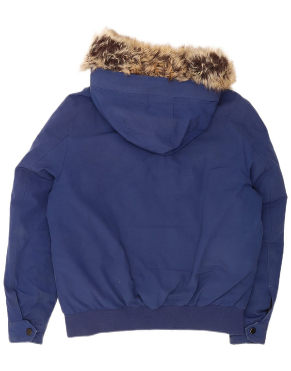 Giubbotto bomber imbottito con cappuccio da uomo Michael Kors UK 36 piccolo poliestere blu