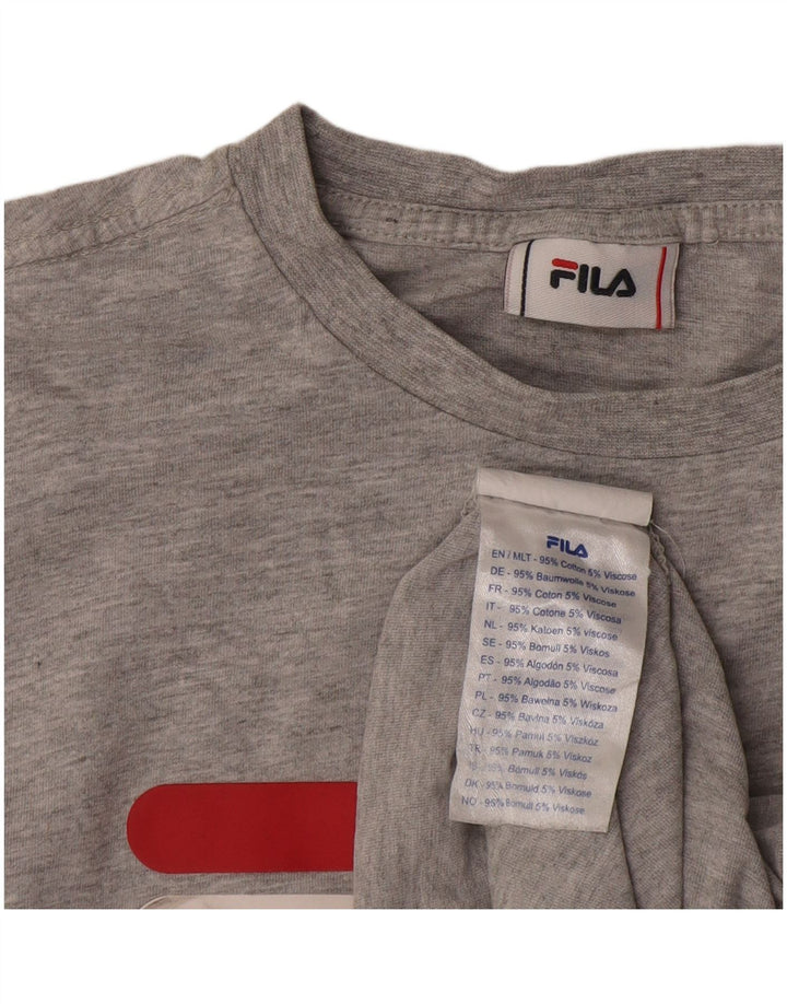 T-shirt grafica da uomo Fila Top in cotone grigio medio
