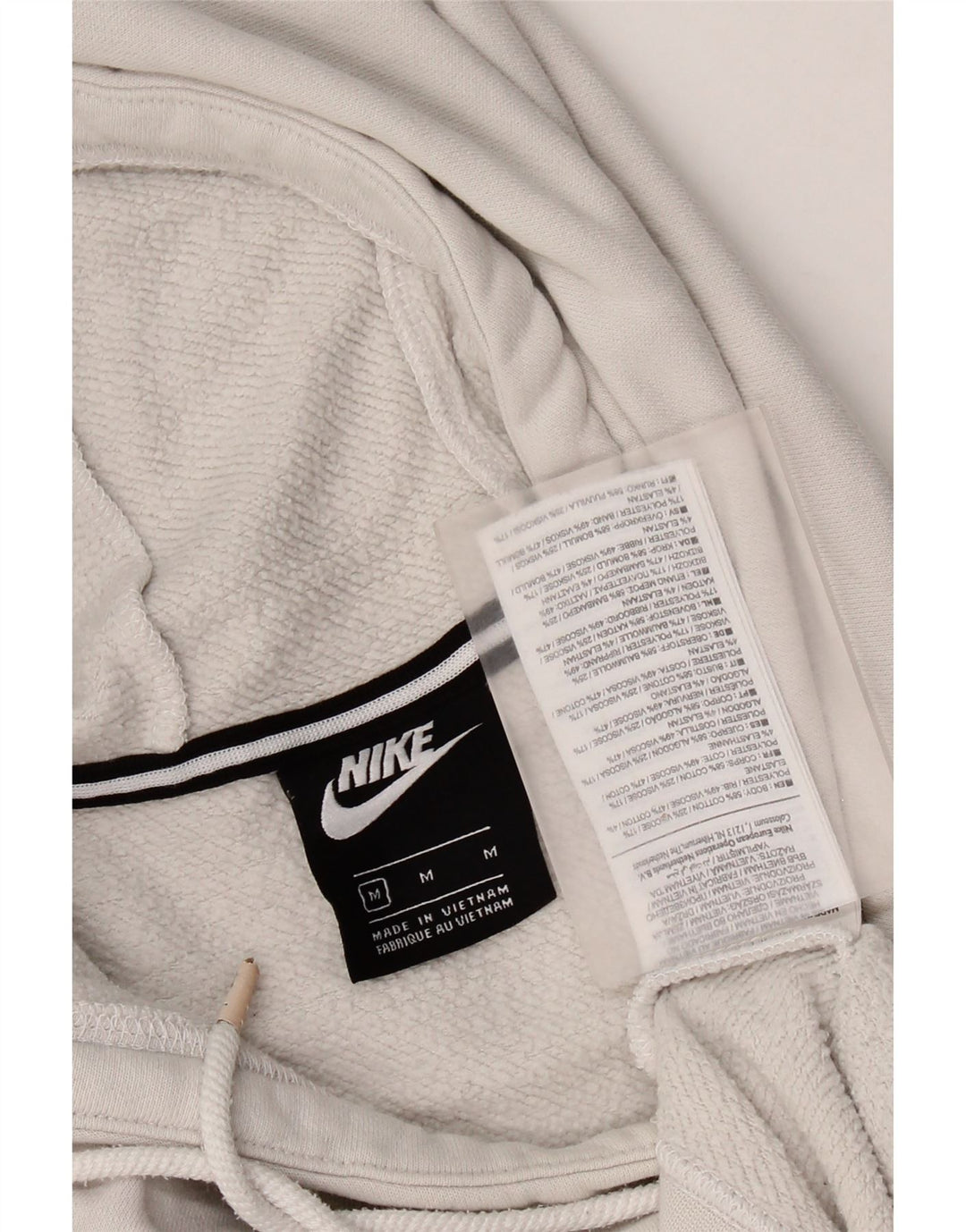 NIKE Felpa con cappuccio grafica corta da donna UK 14 Cotone grigio medio