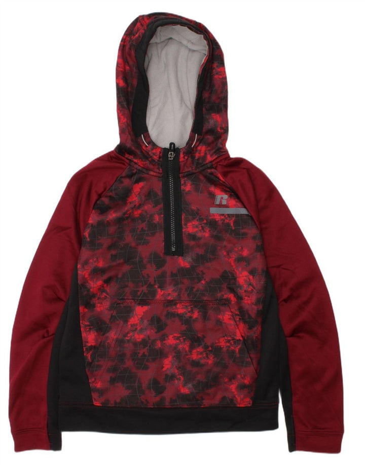 RUSSELL ATHLETIC Boys Dri-Power Hoodie Jumper 7-8 Years Medium Maroon