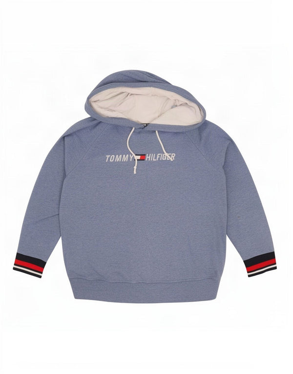 Maglione con cappuccio grafico da donna Tommy Hilfiger UK 16 Large Blue Colourblock