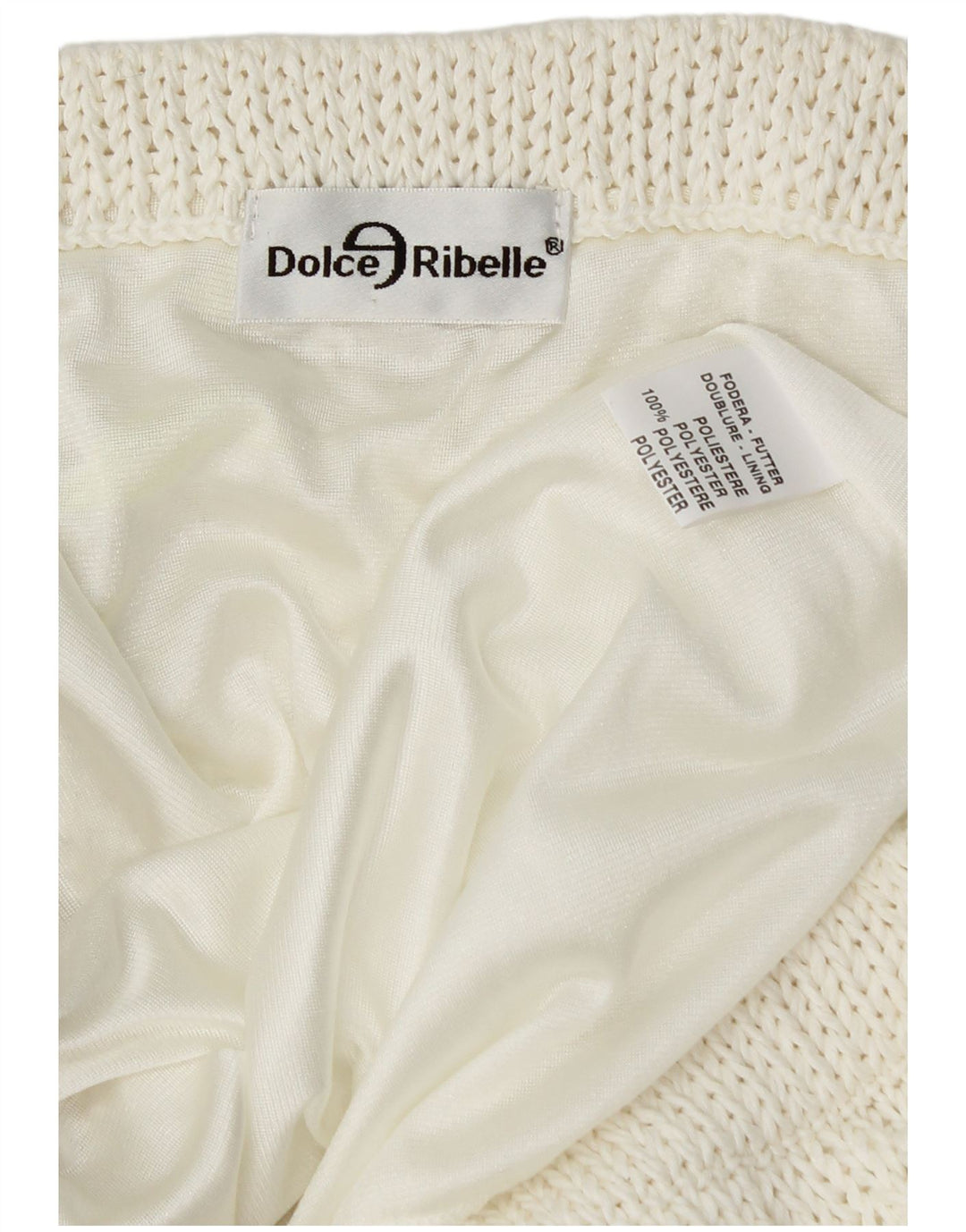 Gonna asimmetrica in maglia da donna VINTAGE W34 grande poliestere bianco