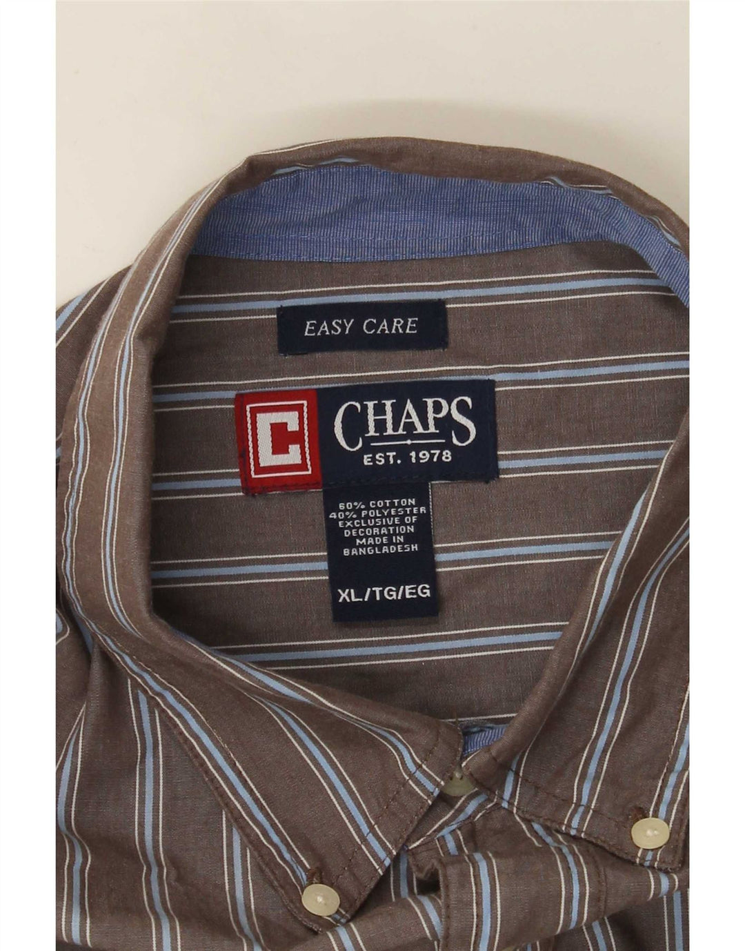 Camicia Chaps da uomo Easy Care XL in cotone gessato grigio