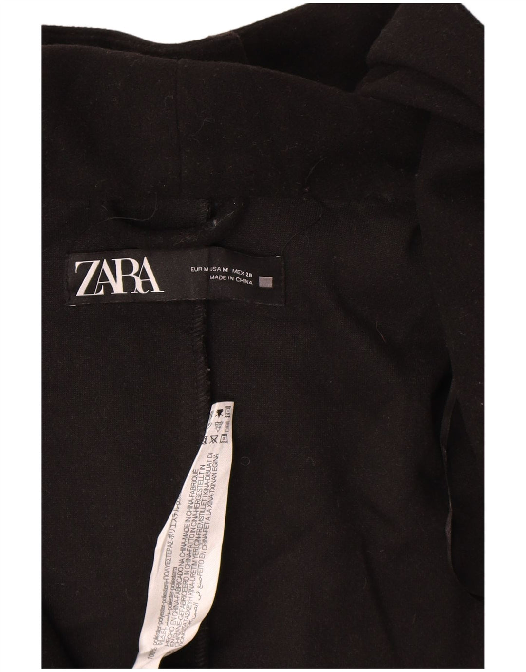 Cappotto aperto con cappuccio da donna Zara UK 14 poliestere nero medio